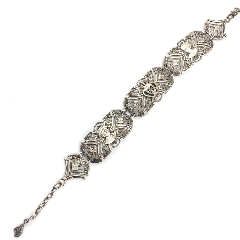 VINTAGE French Tourist Bracelet  PARIS FRANCE French Souvenir Filigree Napoleon